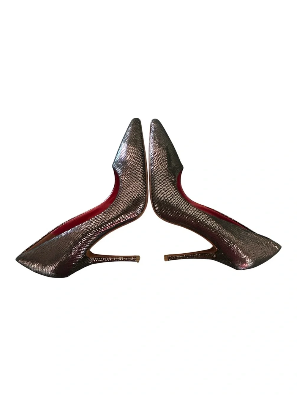 NWT Charles Jourdan Paris Metallic Bronze Reptile Pumps Heels Size 6M